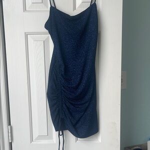 Elegant Navy Blue Ruched Dress